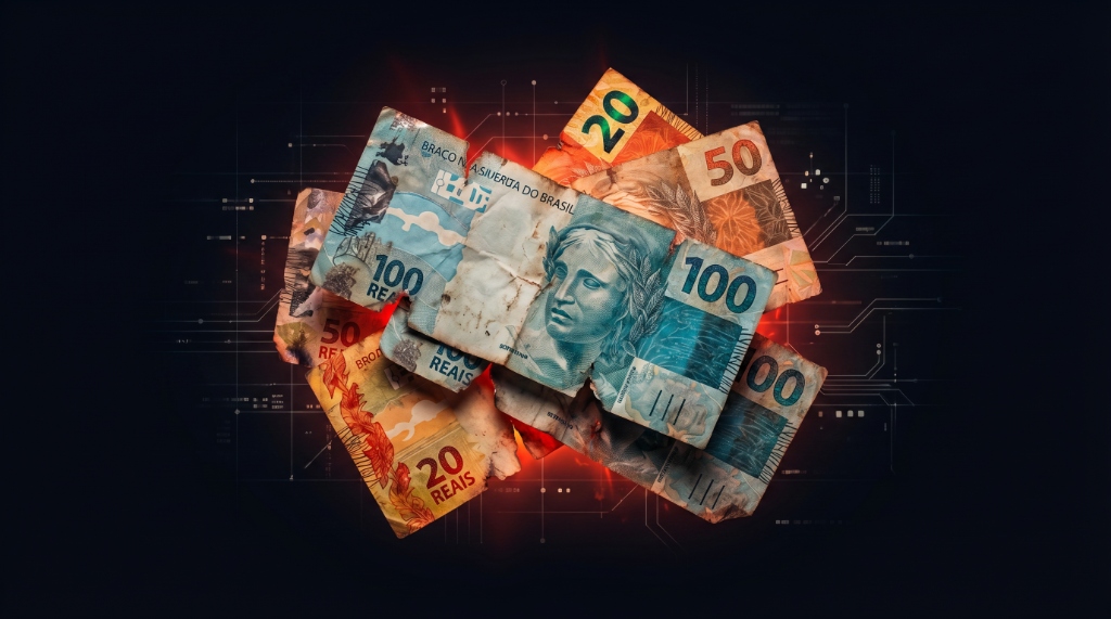 Dinheiro em reais amassado
